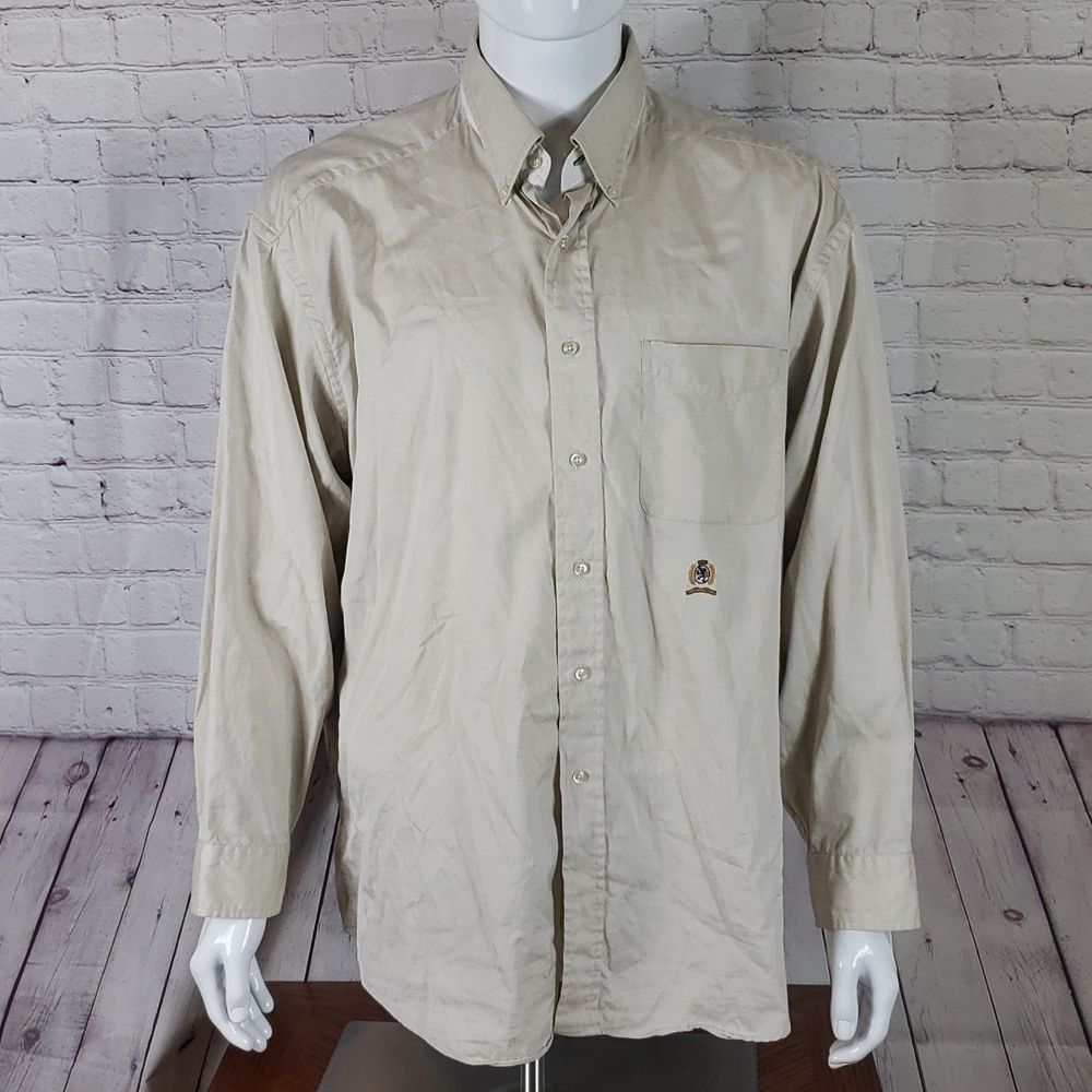 Tommy Hilfiger Size 17 1/2 Long Sleeve Button-down Shirt 100% Cotton